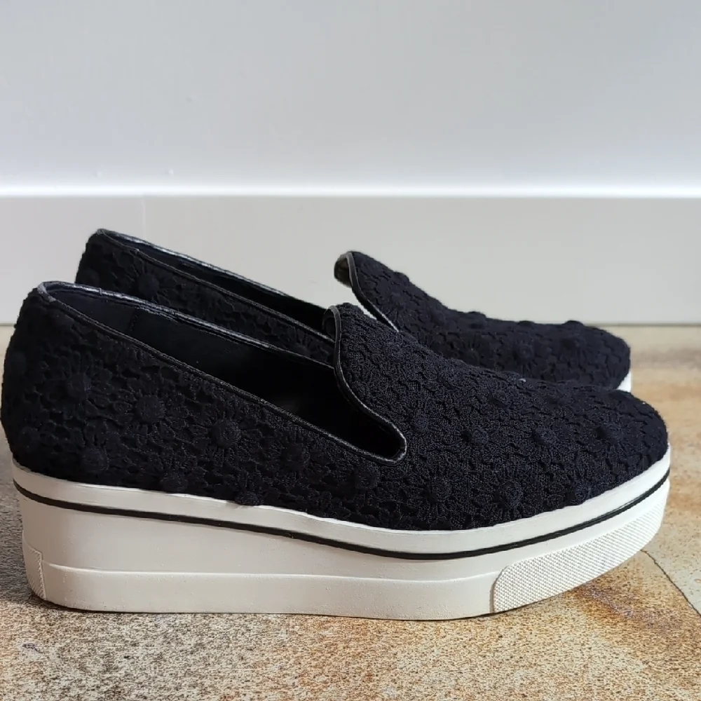 Stella McCartney | Black Floral Crochet Platform Slip-on Shoes Size 7.5 - Picture 5 of 15